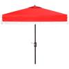 SAFAVIEH Outdoor Collection Milan Yellow Fringe Square Crank Auto Tilt Umbrella for Backyard, Patio, Deck, Poolside(Red)