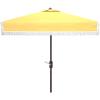 SAFAVIEH Outdoor Collection Milan Yellow Fringe Square Crank Auto Tilt Umbrella for Backyard, Patio, Deck, Poolside(Yellow)