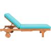 SAFAVIEH Outdoor Collection Newport Natural/ Beige Cushion Built-in Side Table Adjustable Chaise Lounge Chair(Natural / Aqua)