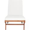 SAFAVIEH Outdoor Collection Newport Natural/ Beige Cushion Built-in Side Table Adjustable Chaise Lounge Chair(Natural / Beige)