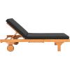 SAFAVIEH Outdoor Collection Newport Natural/ Beige Cushion Built-in Side Table Adjustable Chaise Lounge Chair(Natural / Black)
