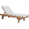 SAFAVIEH Outdoor Collection Newport Natural/ Beige Cushion Built-in Side Table Adjustable Chaise Lounge Chair(Natural / Grey Striped)