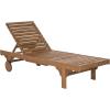 SAFAVIEH Outdoor Collection Newport Natural/ Beige Cushion Built-in Side Table Adjustable Chaise Lounge Chair(Natural / Navy)