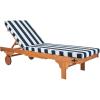 SAFAVIEH Outdoor Collection Newport Natural/ Beige Cushion Built-in Side Table Adjustable Chaise Lounge Chair(Natural / Navy Striped)