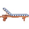 SAFAVIEH Outdoor Collection Newport Natural/ Beige Cushion Built-in Side Table Adjustable Chaise Lounge Chair(Natural / Royal Blue Striped)