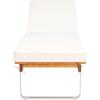 SAFAVIEH Outdoor Collection Nuca Natural Brown Solid Wood/White Legs/White Cushion Chaise Lounge Chair (PAT7084A)
