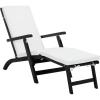 SAFAVIEH Outdoor Collection Palmdale Grey Solid Wood/Navy Cushion Chaise Lounge Chair (PAT7015B)(Black/Beige)