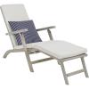 SAFAVIEH Outdoor Collection Palmdale Grey Solid Wood/Navy Cushion Chaise Lounge Chair (PAT7015B)(Grey/Beige Thin Stripe)