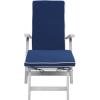 SAFAVIEH Outdoor Collection Palmdale Grey Solid Wood/Navy Cushion Chaise Lounge Chair (PAT7015B)(Grey/Navy)