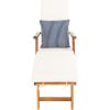 SAFAVIEH Outdoor Collection Palmdale Grey Solid Wood/Navy Cushion Chaise Lounge Chair (PAT7015B)(Natural/Beige Thin Stripe)
