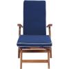 SAFAVIEH Outdoor Collection Palmdale Grey Solid Wood/Navy Cushion Chaise Lounge Chair (PAT7015B)(Natural/Navy)