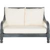 SAFAVIEH Outdoor Collection Pomona Dark Slate Grey Solid Wood/Beige Cushion Lounger Bench Sofa Loveseat (PAT6740K)(Ash Grey / Beige)
