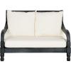 SAFAVIEH Outdoor Collection Pomona Dark Slate Grey Solid Wood/Beige Cushion Lounger Bench Sofa Loveseat (PAT6740K)(Dark Slate Gray / Beige)