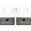 SAFAVIEH Outdoor Collection Pramla Grey Brown/White Cushion Settee with Storage Ottoman (Set of 2) PAT7515C(Grey Brown / White)
