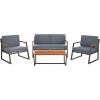 SAFAVIEH Outdoor Collection Randolph Grey/Grey 4-Piece Conversation Patio Set(Grey/Grey)