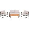 SAFAVIEH Outdoor Collection Randolph Grey/Grey 4-Piece Conversation Patio Set(Grey/Light Grey)