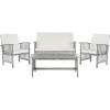 SAFAVIEH Outdoor Collection Rocklin Natural/ Green Cushion 4-Piece Conversation Patio Set(Greywash/Beige)