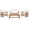 SAFAVIEH Outdoor Collection Rocklin Natural/ Green Cushion 4-Piece Conversation Patio Set(Natural/Beige)