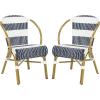 SAFAVIEH Outdoor Collection Sarita Navy and White Striped French Bistro Stacking Side Chair