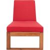 SAFAVIEH Outdoor Collection Solano Natural Brown Solid Wood/Black Cushion Patio Adjustable Chaise Lounge Chair (PAT7024F)(Natural/Red)