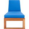 SAFAVIEH Outdoor Collection Solano Natural Brown Solid Wood/Black Cushion Patio Adjustable Chaise Lounge Chair (PAT7024F)(Natural/Royal Blue)