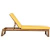 SAFAVIEH Outdoor Collection Solano Natural Brown Solid Wood/Black Cushion Patio Adjustable Chaise Lounge Chair (PAT7024F)(Natural/Yellow)