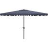 SAFAVIEH Outdoor Collection Venice Grey 7 x 10 Ft Rectangular Auto Tilt UV Protected Umbrella(Navy/White)