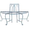 SAFAVIEH Outdoor Furniture Collection – Abia Antique Blue Distressed Wrought Iron 50-Inch Curved Tree Bench, Garden & Patio Seating (PAT5018C)(Mossy Blue)