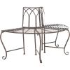 SAFAVIEH Outdoor Furniture Collection – Abia Antique Blue Distressed Wrought Iron 50-Inch Curved Tree Bench, Garden & Patio Seating (PAT5018C)(Rustic Brown)