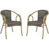 SAFAVIEH Outdoor Living Collection Dagny Wicker Arm Chairs(Chocolate)