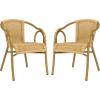 SAFAVIEH Outdoor Living Collection Dagny Wicker Arm Chairs(Natural)