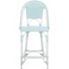 SAFAVIEH Outdoor Patio Furniture California Navy & White Faux Wicker 25-inch Seat Height Counter Stool (Fully Assembled)(Baby Blue/White)