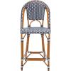 SAFAVIEH Outdoor Patio Furniture California Navy & White Faux Wicker 25-inch Seat Height Counter Stool (Fully Assembled)(Navy/White)