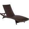 SAFAVIEH Outdoor Patio Furniture Collection – Alex Brown & Taupe Quick Dry Foam Lounger, Adjustable Outdoor Chaise, Modern Curved Design (PAT7545B)(Brown/Taupe)