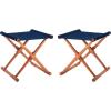 SAFAVIEH Outdoor Patio Furniture Collection – Breanne Natural & Navy Striped Outdoor Stool Set of 2, Solid Wood Folding Accent Seating (PAT7053C-SET2)(Natural / Navy)