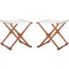 SAFAVIEH Outdoor Patio Furniture Collection – Breanne Natural & Navy Striped Outdoor Stool Set of 2, Solid Wood Folding Accent Seating (PAT7053C-SET2)(Natural / Beige)