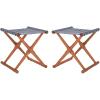 SAFAVIEH Outdoor Patio Furniture Collection – Breanne Natural & Navy Striped Outdoor Stool Set of 2, Solid Wood Folding Accent Seating (PAT7053C-SET2)(Natural / Navy Stripe)