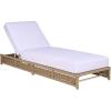SAFAVIEH Outdoor Patio Furniture Collection – Callan Black Rope & White Cushion Lounger, Fully Assembled Outdoor Chaise, Modern Low-Profile Design (PAT7546B)(Tan/White)