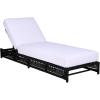SAFAVIEH Outdoor Patio Furniture Collection – Callan Black Rope & White Cushion Lounger, Fully Assembled Outdoor Chaise, Modern Low-Profile Design (PAT7546B)(Black/White)