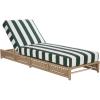 SAFAVIEH Outdoor Patio Furniture Collection – Callan Black Rope & White Cushion Lounger, Fully Assembled Outdoor Chaise, Modern Low-Profile Design (PAT7546B)(Tan/Hunter Green Stripe)