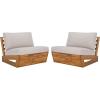 SAFAVIEH Outdoor Patio Furniture Collection – Dune Lounge Chair Set of 2, Solid Wood Outdoor Seating with Light Grey Cushions, Modern Relaxed Design (PAT7328B-SET2)(Natural/Light Grey)