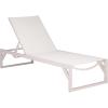 SAFAVIEH Outdoor Patio Furniture Collection – Jordan White & White Aluminum Lounger, Adjustable Modern Outdoor Reclining Chaise (PAT7560B)(White/White)