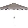 SAFAVIEH Outdoor Zimmerman UV Protected 11-ft Round Market Umbrella(Gray)