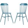 SAFAVIEH PAT3004A-SET2 Outdoor Broderick Matte White Stackable Spindle Back(Navy)