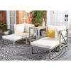 SAFAVIEH PAT6762A Outdoor Collection Ronson 5-Piece Dining Set(Ash Grey/Beige)