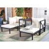 SAFAVIEH PAT6762A Outdoor Collection Ronson 5-Piece Dining Set(Dark Slate Gray/Beige)