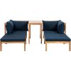 SAFAVIEH PAT6762A Outdoor Collection Ronson 5-Piece Dining Set(Natural/Navy)
