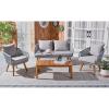 SAFAVIEH PAT7073A Outdoor Prester Rope 4-Piece Seat Cushions and Pillows Included Patio Set(Grey / Grey)