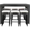 SAFAVIEH PAT7502A Outdoor Collection Horus Black and Beige Cushions 7-Piece Dining Set(Black/Beige)