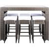 SAFAVIEH PAT7502A Outdoor Collection Horus Black and Beige Cushions 7-Piece Dining Set(Grey Brown/White)